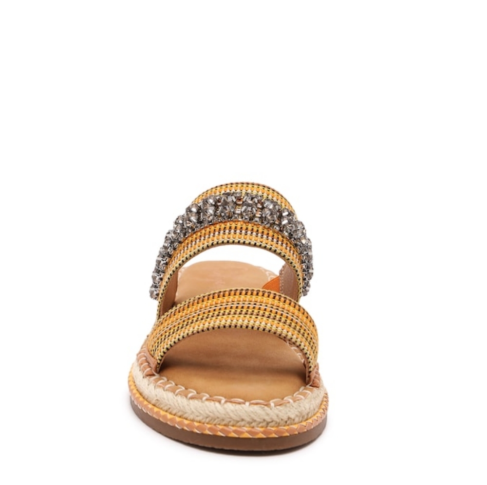Crown vintage rhinestone slip on espadrilles, 8, yellow/ orange - Picture 2 of 12